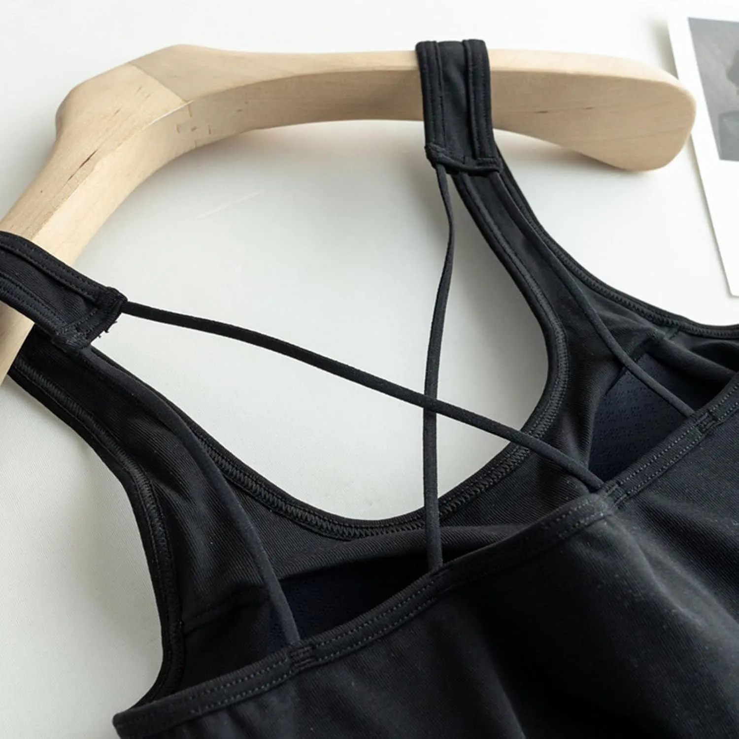 Yoga Tank Top for Women with Built in Bra Cotton Padded Plain Sports Bra Fitness Workout Running Shirts
